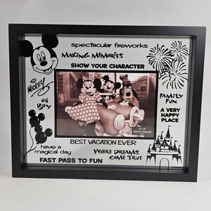 Disney Parks Mickey Mouse‎ Clear Glass Best Vacation Ever Picture Frame 4"x6"